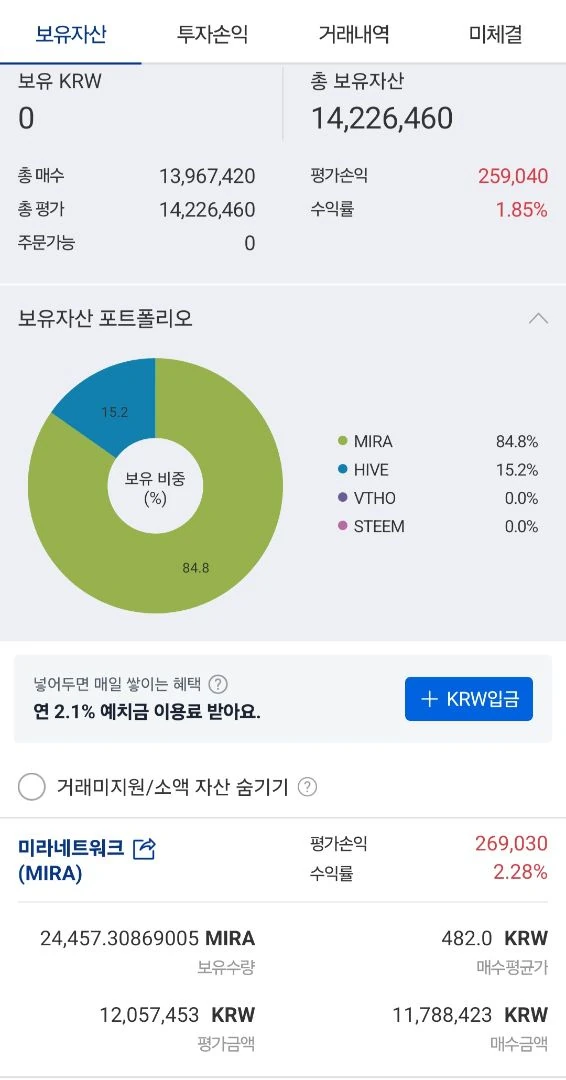 오랜만에타본 알트코인 수익