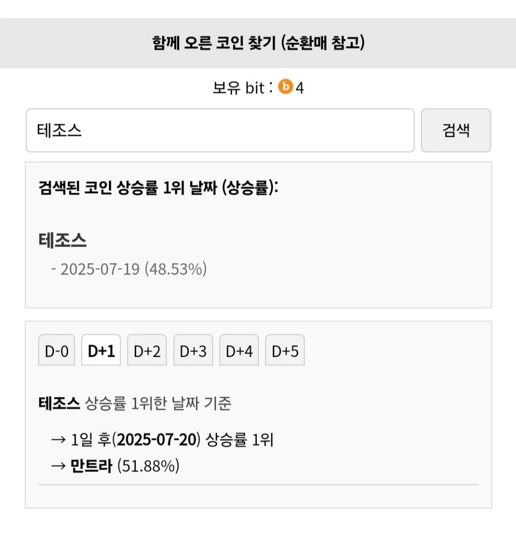 테조스 1등하면 담날 만트라임