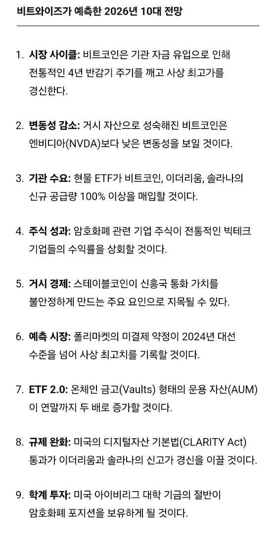 비트와이즈가 전망하는 2026년 비트코인이라는데
