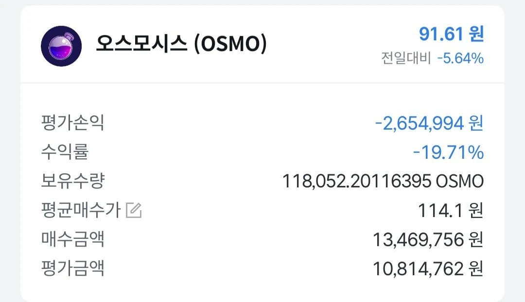 오스모시스 20프로 손실중